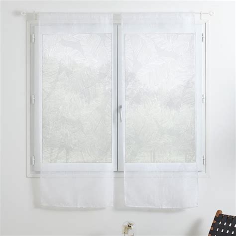 Paire De Voilages 60 X 160 Cm Feuilles Blanc Rideau Voilage