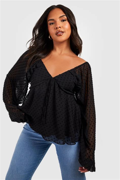 Plus Dobby Mesh Smock Top Boohoo Usa