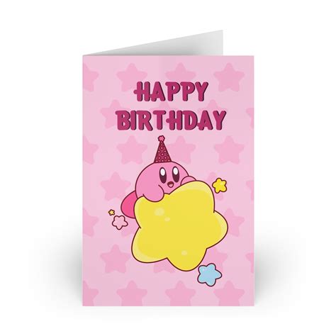 Kirby Birthday Card Kirby Happy Birthday Card Greeting Cards Cute For