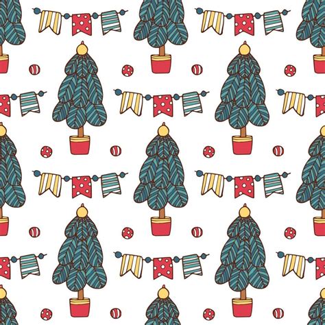 Colorful Seamless Pattern Of Christmas Green Tree 3304668 Vector Art At Vecteezy