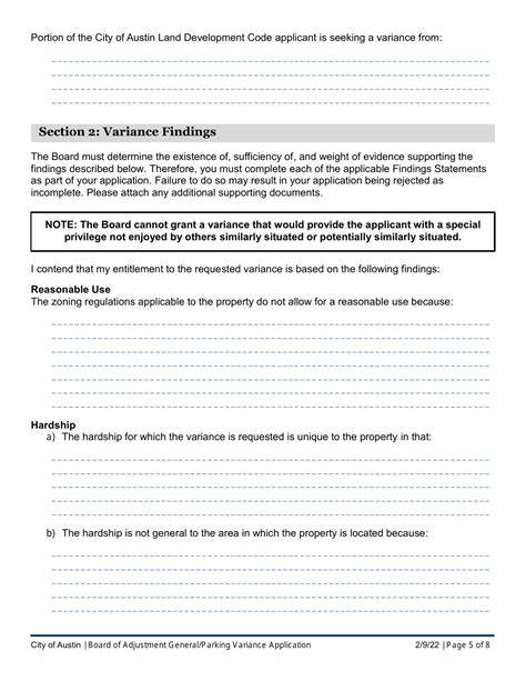 City Of Austin Texas Application For Board Of Adjustment Boa General