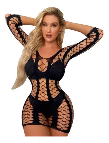 Lingerie Feminina Meia Arrastão Oco Manga Média Quadril Paco Parcelamento sem juros
