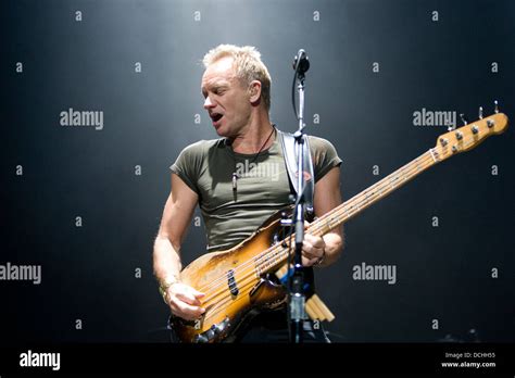 Lead vocalist and bassist Sting (Gordon Sumner) of The Police performs ...