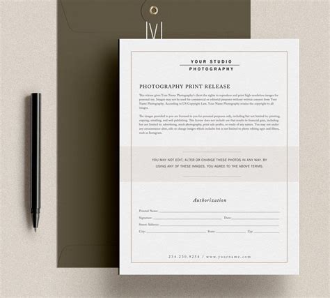 Photography Print Release Form Template Photo Release Photographer