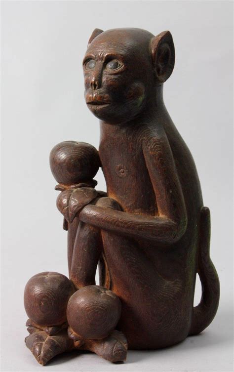 Japan Hand Carved Wood 19th Century MONKEY, Mingei folk art , One of a ...