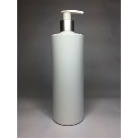 250ml White PET Cylinder Bottle With Matt Silver White Lotion Pump