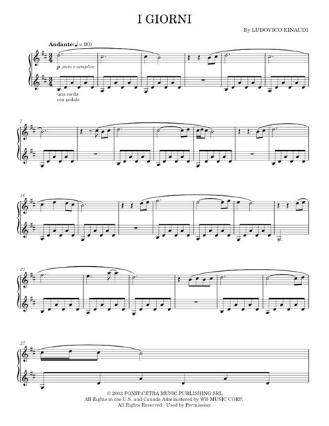 Play Official Version Of I Giorni Sheet Music By Ludovico Einaudi For Piano