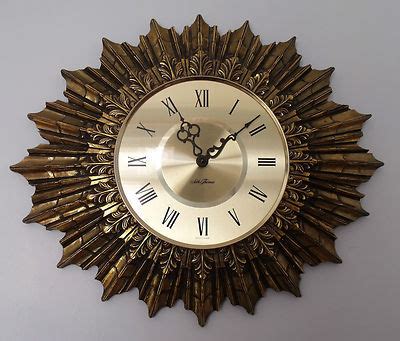 Vintage Retro Seth Thomas Sunburst Star Burst Gilded Wall Clock