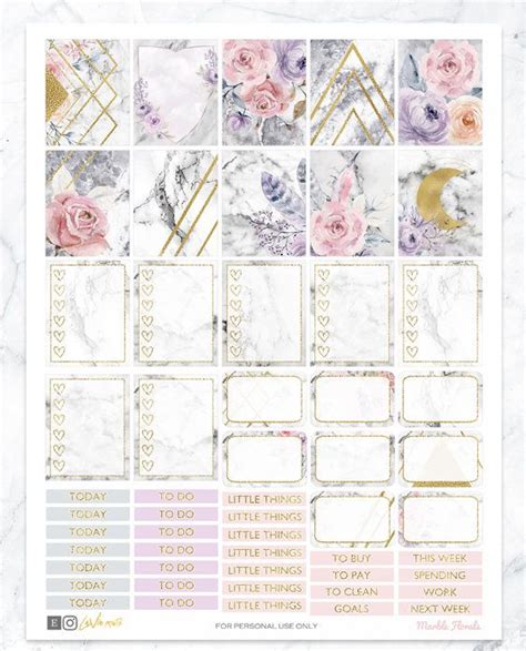 Printable Marble Planner Weekly Kit Aufkleber Geometrische Planner