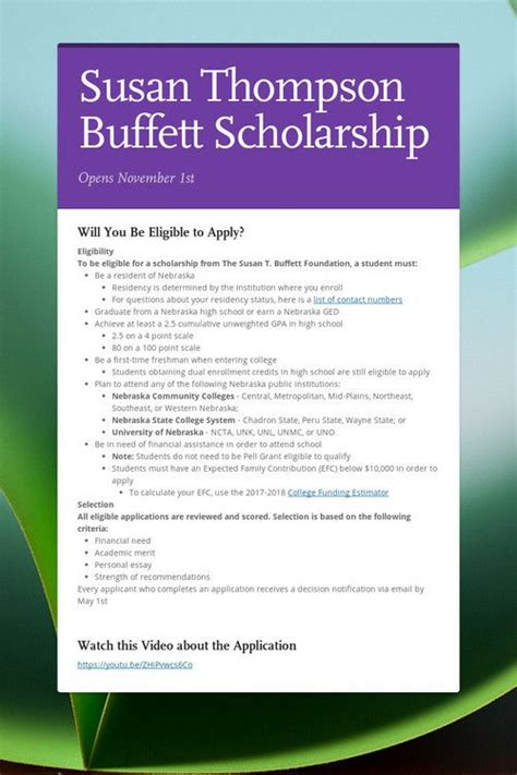 Susan Thompson Buffett Scholarship Schools First, Thompson, Counseling ...