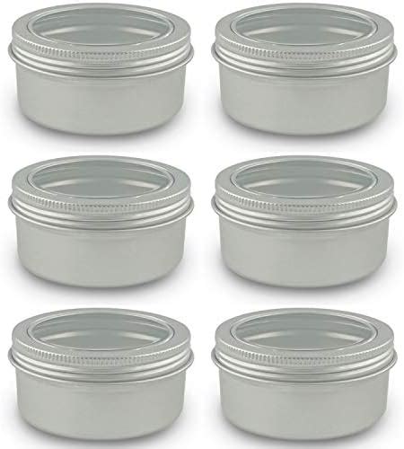 Healthcom 12 Packs 3 Oz Empty Jars 90ml Black Round Aluminum Tin Cans Screw Top