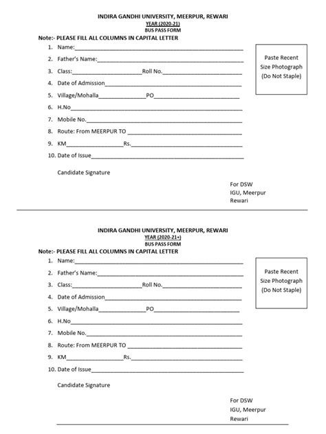 Bus Pass Application Form Pdf