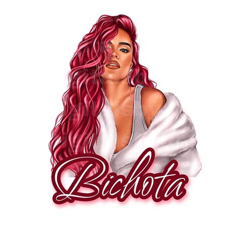 HAND DRAWN Karol G bichota red hair png, karol g new red hair, bichota png digital download ...