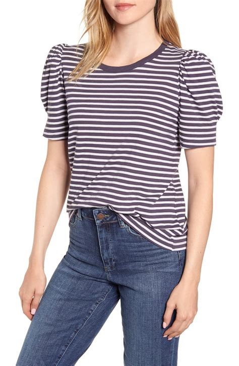 Velvet By Graham And Spencer Stripe Puff Sleeve Tee Nordstrom Fashion Clothes Women Stylish