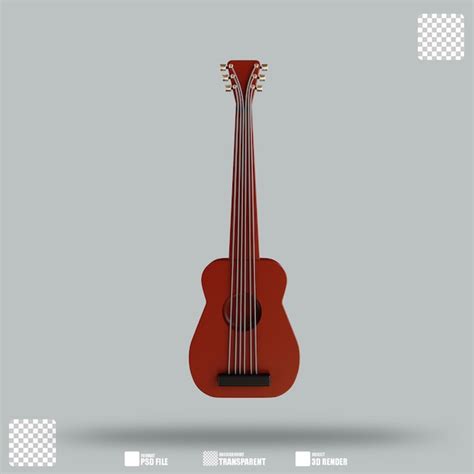 Ilustração 3d guitarra acústica PSD Premium