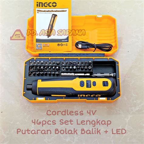 Jual Mesin Bor Cordless Screwdriver 4v INGCO CSDLI0403 Obeng Listrik