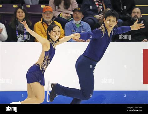 Japans Riku Miura L And Ryuichi Kihara Perform In The Pairs Short