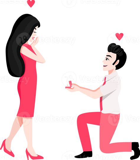 Valentine S Day Festival With A Man Propose Marriage With Girlfriend Cartoon Character 19841093 Png