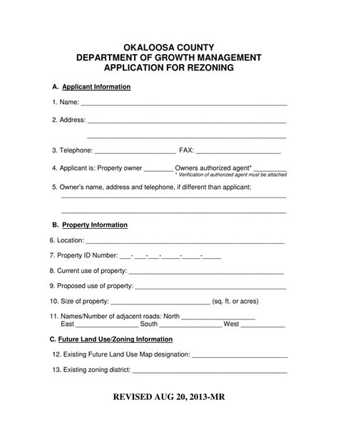 Okaloosa County Florida Application For Rezoning Fill Out Sign Online And Download Pdf