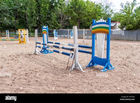 Riding competition. Obstacles for horse jumping event Stock Photo - Alamy