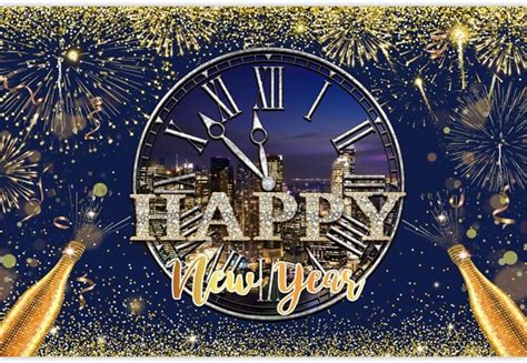 Amazon Ofila Happy New Year Backdrop X Ft Fabric Blue Golden New