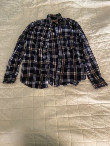 Faded Glory Long Sleeve Flannel Button Down Shirt Size S Mens Blue