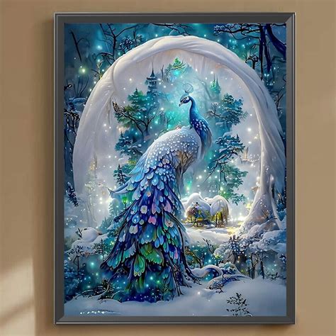 5D DIY Full Round Drill Diamond Painting Peacock Kit Home Decoration