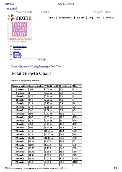 Baby Fetal Growth Chart Week By Week - PDFSimpli