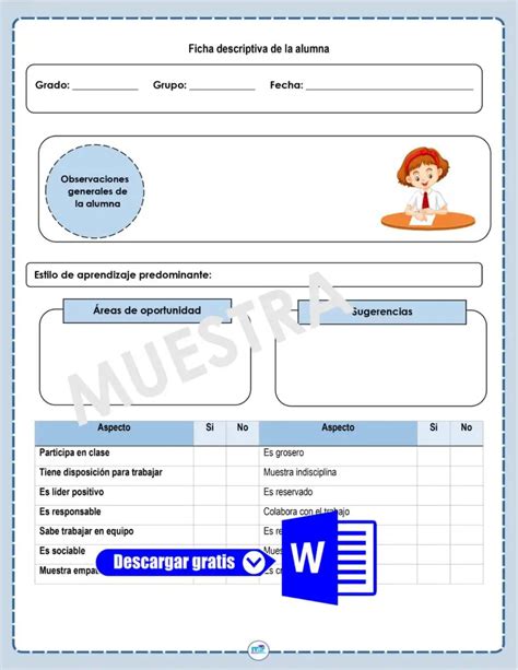 Formatos De Ficha Descriptiva Del Alumno Y Grupo Primaria 74100 Hot