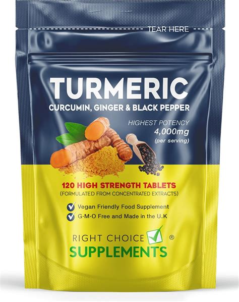 Turmeric Ginger And Black Pepper 4000 Mg Tablets Per Serving High