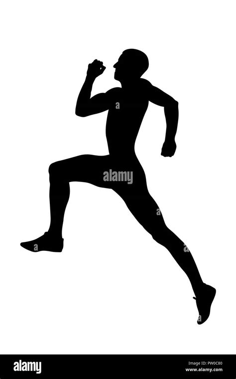 Explosive Long Jump Jumper Athlete Black Silhouette Stock Photo Alamy