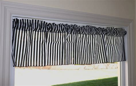 Cotton Stripe Window Valance 58 Wide 1 Inch Stripe Black And White