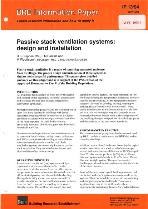 Passive Stack Ventilation Systems Design And Installation Docslib