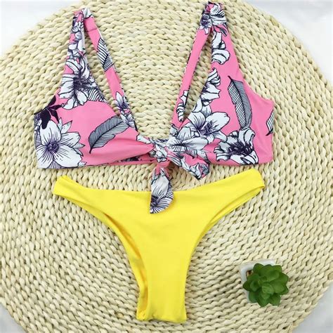 Sexy Brazilian Bikini Women Floral Print Swimwear Push Up Swimsuit