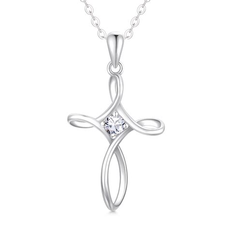 Sisgem Christmas Ts Sterling Silver Cross Necklace For Women