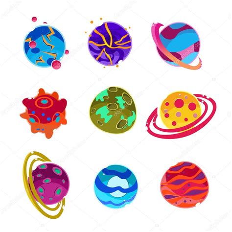 Dibujos Planetas Dibujos Animados De Planetas Fantásticos — Vector De Stock © Topvectors