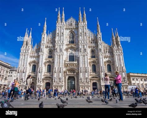 Piazza Del Duomo Milan Milano Lombardy Italy Europe Stock Photo