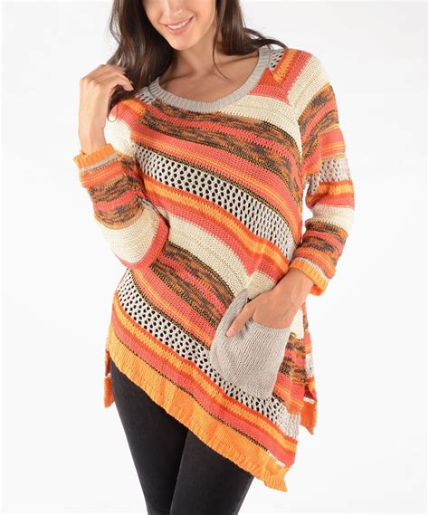 Rust Diagonal Stripe Sweater Perfect With Jeans Sweaters Stripe