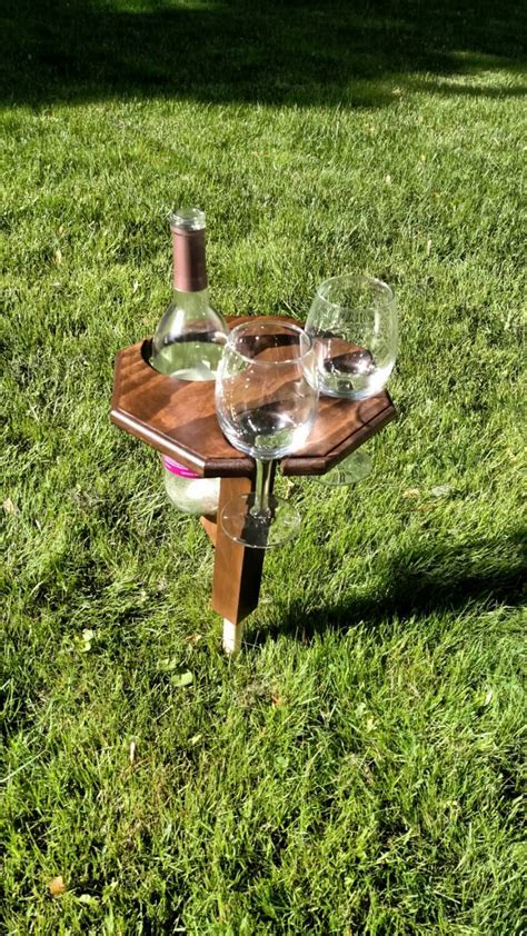 Lawn Wine Bottle And Glass Holder By Chippybeaver On Etsy