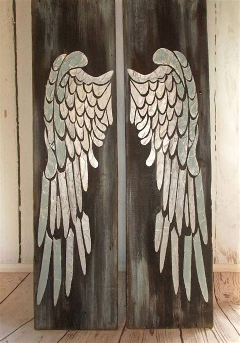 Wood Angel Wings Angel Wings Wall Decor Wooden Angel Silver Wall Decor Boho Crafts Diy