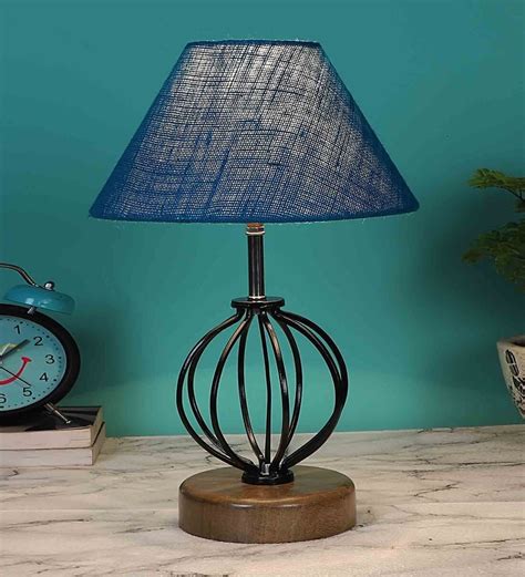 Buy Turqouise Shade Table Lamp With Shade Table Lamp With Wood Iron