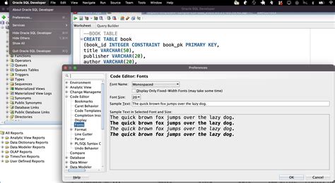 Shortcut For Changing The Editor Font Size In Oracle Sql Developer