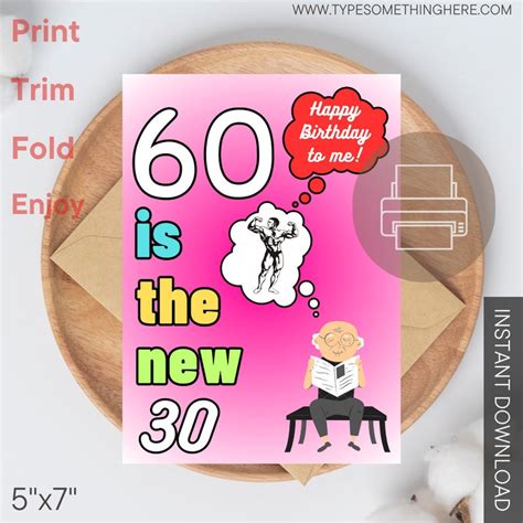 60th Birthday Cards Funny Printable Happy Birthday Cards For Etsy