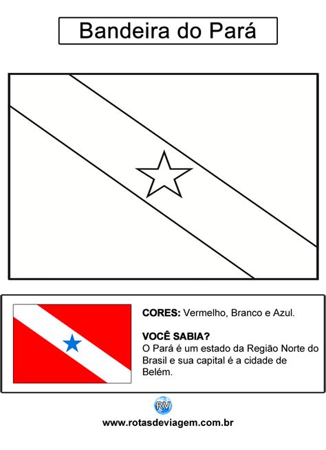 Para Imprimir Bandeira do Pará para Colorir preto e branco