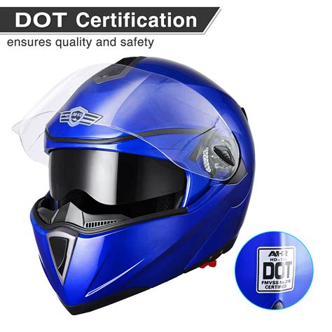 Ahr Motorcycle Helmet Dual Visor Modular Flip Up Full Face Helmet Dot Approved Run M For Adult