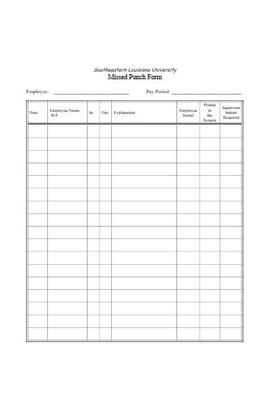 Free 16 Missed Punch Forms Download How To Create Guide Tips