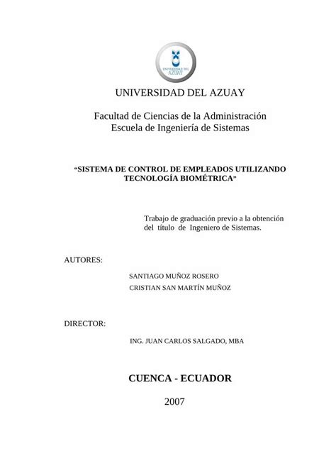 Pdf Sistema De Control De Empleados Dspace Uazuay Edu Ec Bitstream