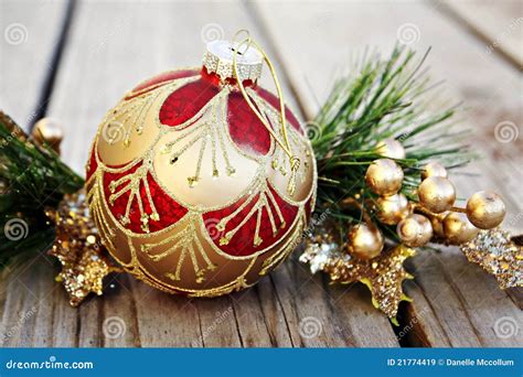 Christmas Ornament With Gold Berries Stock Image Image Of Christmas