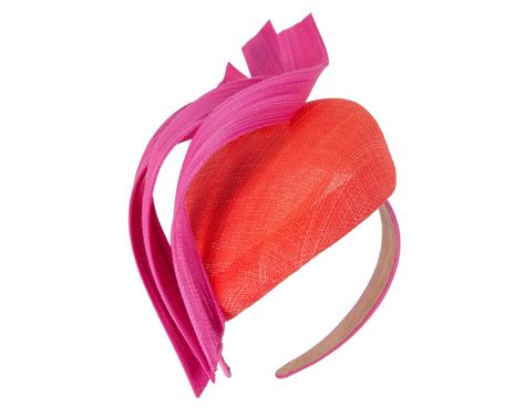 Designers Orange Fuchsia Pillbox Racing Fascinator By Fillies