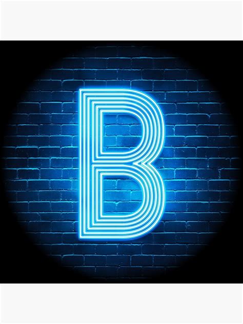 Letter B Retro Neon Sign Blue Funny Initial Monogram Photographic